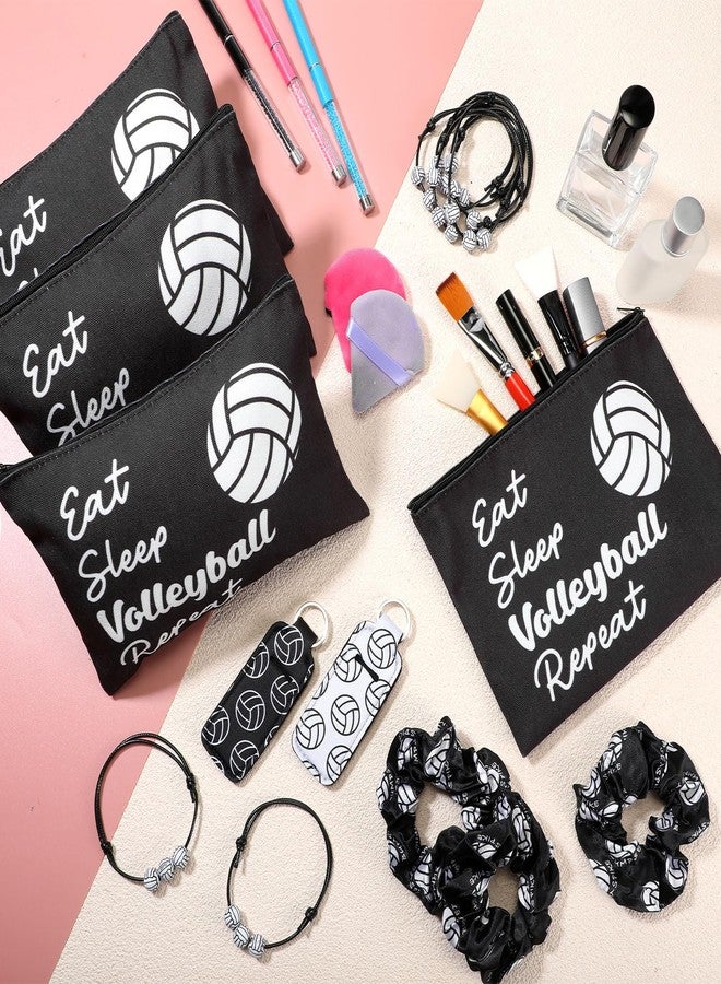 Singhoow 48 Pcs Volleyball Party Favors Gifts for Teen Girls Volleyball Makeup Bag for Girls Lipstick Holder Keychain Scrunchie Charm Bracelet Women Team Party Decor Supplies - Image 5